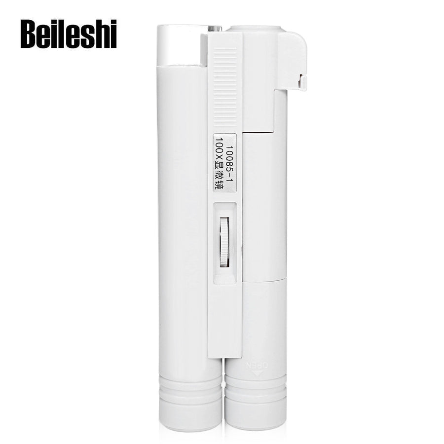 Beileshi Handheld Microscope 100X Zoom LED Pocket Portable Magnifier Microscope Loupe For Jewelry Antique Gem Stamp Adjustable