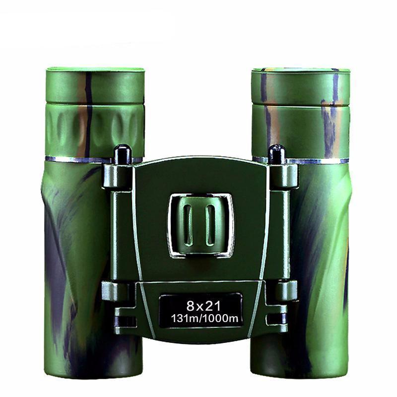 8x21 Compact Zoom Binoculars Long Range 3000m Folding HD Powerful Mini Telescope Bak4 FMC Optics Hunting Sports Green